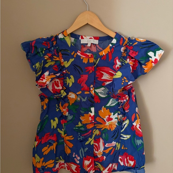 Sugarlips Esby Floral Strokes Vance Button Front Blouse size small - Picture 7 of 9